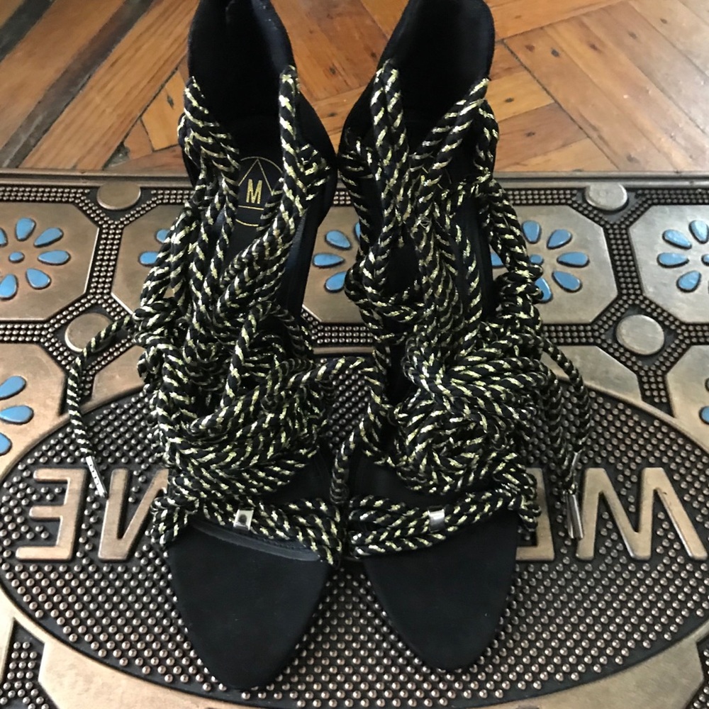Black and Gold Strappy Heels